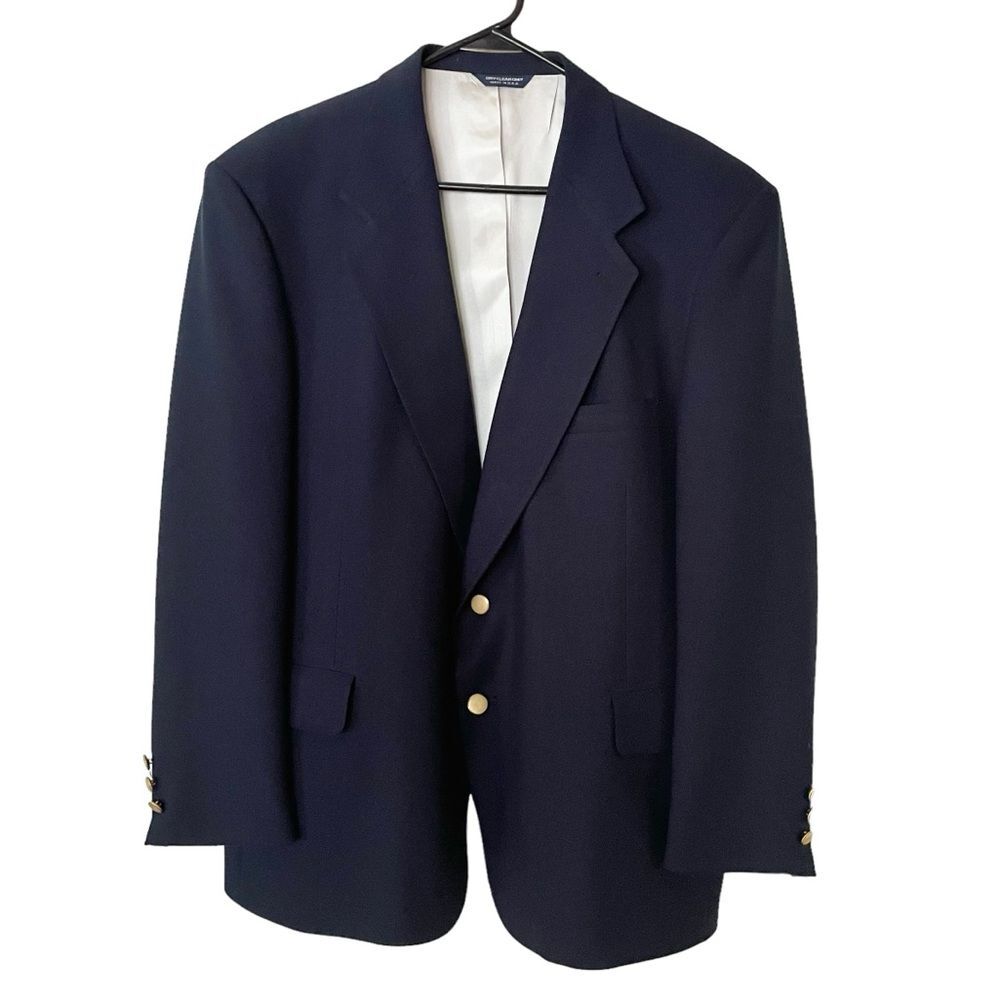 KUPPENHEIMER Men’s 44R Blue Navy 2 Gold Button Wool Sport Coat Blazer